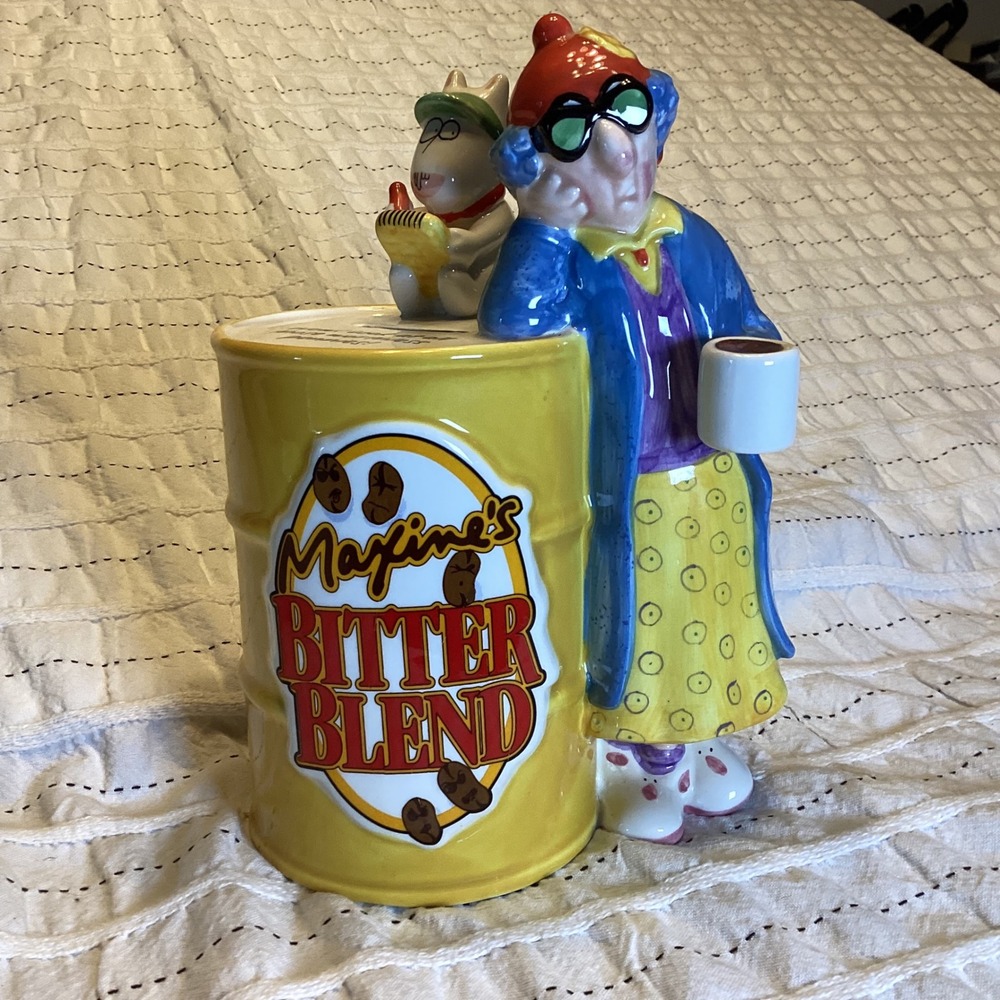 Maxine Hallmark Ceramic Coin Bank Maxines Bitter Blend Coffee Floyd the Dog 8"